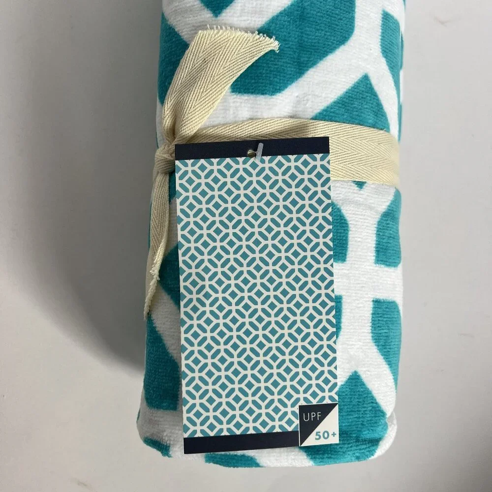 POTTERY BARN TEEN Set of 2 Peyton Beach Towels Teal/White/Navy NEW NWT PB TEEN